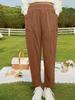 European & American Women's Corduroy Pants - Elastic Waist, Pocketed, Loose Fit, Tapered Leg, 2026 Autumn/Winter Collection