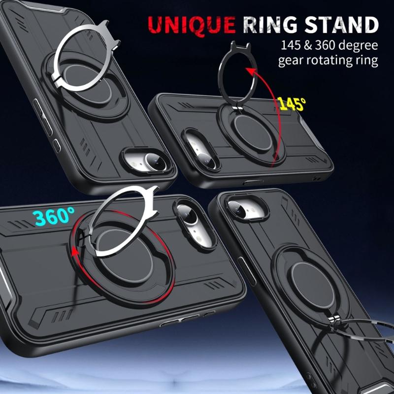 Phone Case for Phone 16E 360 Degree Rotation Kickstand TPU+PC Protective Shock Grade Shell Phone Case