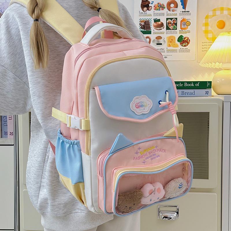 Schoolbag high value ins wind school bag junior high school girls backpack high school students large capacity cute pain bag dopamine backpack
