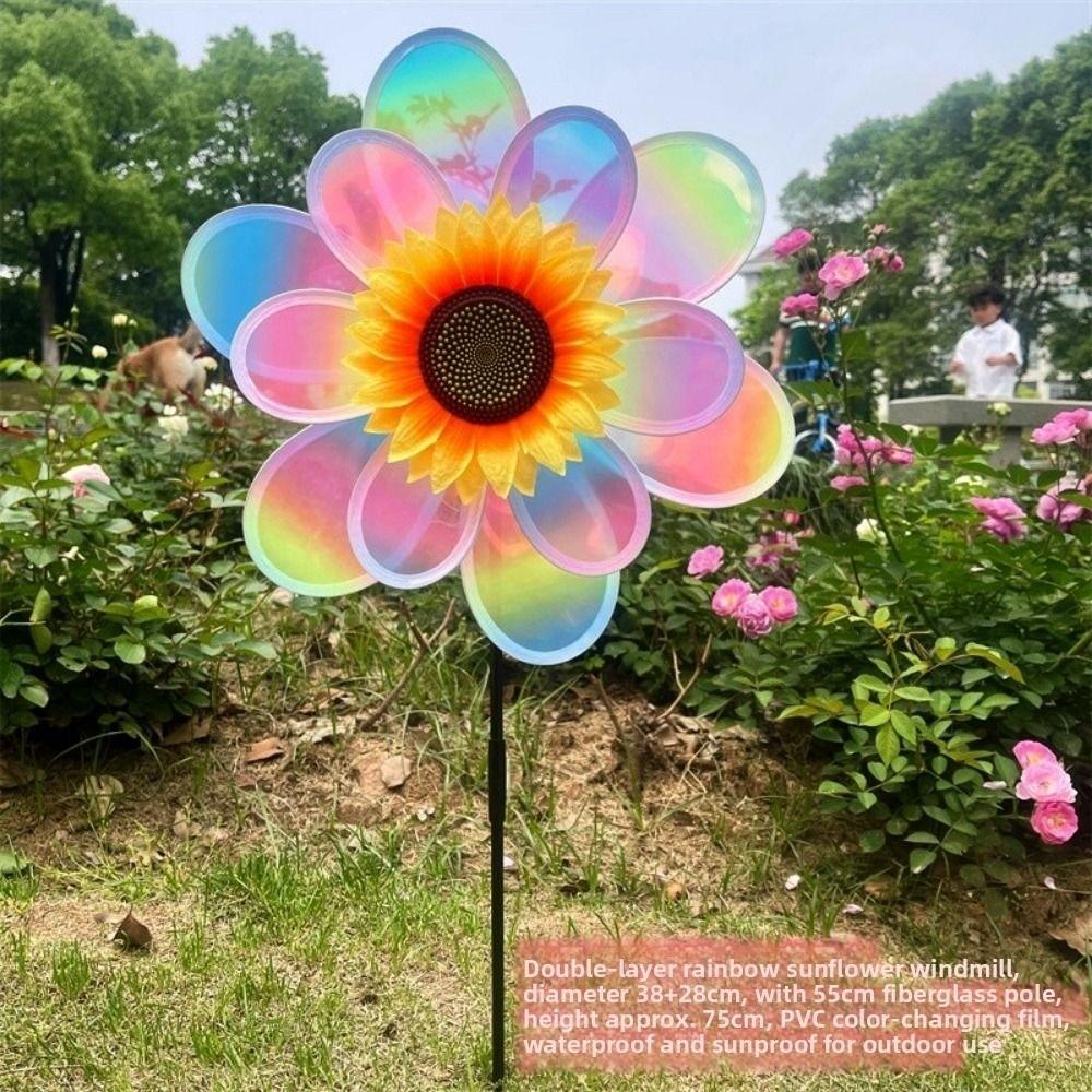 PVC Rotating Sunflower Wind Spinner Large Turntable Windmill Outdoor Party Picnic Decor