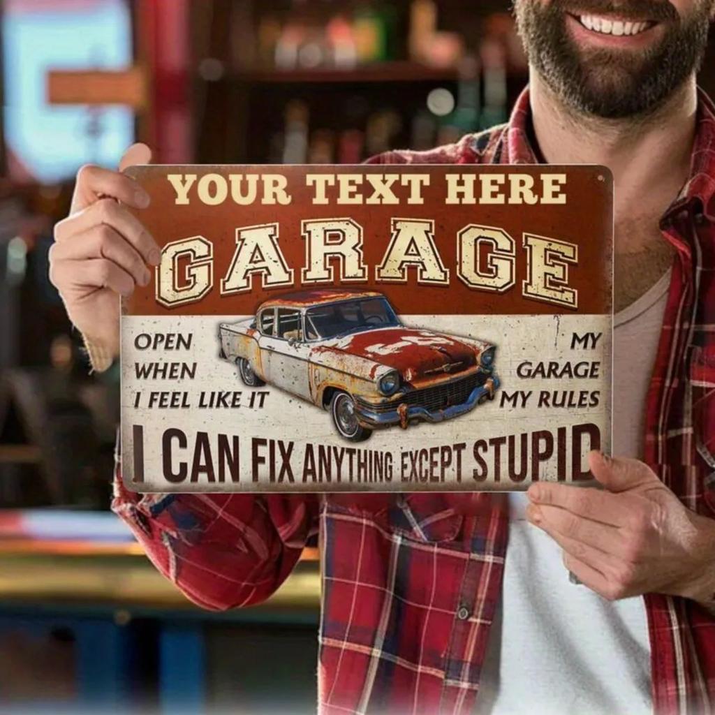 Vintage Garage Aluminum Sign Man Cave Wall Decor