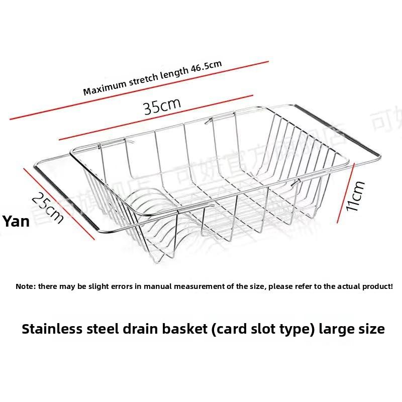 Abtropfkorb aus Edelstahl Spüle Multifunktional Teleskopierbarer Geschirrabtropfständer Obst- und Gemüse Geschirr Aufbewahrungsregal Küchenregal
