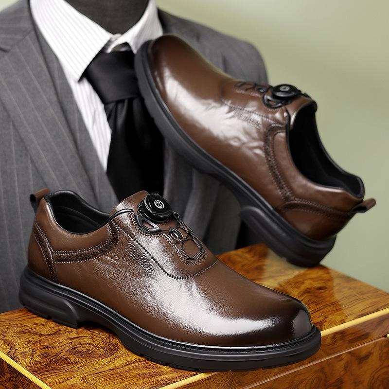 

Foreign trade men s shoes British style leather shoes Korean version lazy versatile youth low-top men s rotating buckle business casual shoes men 44
