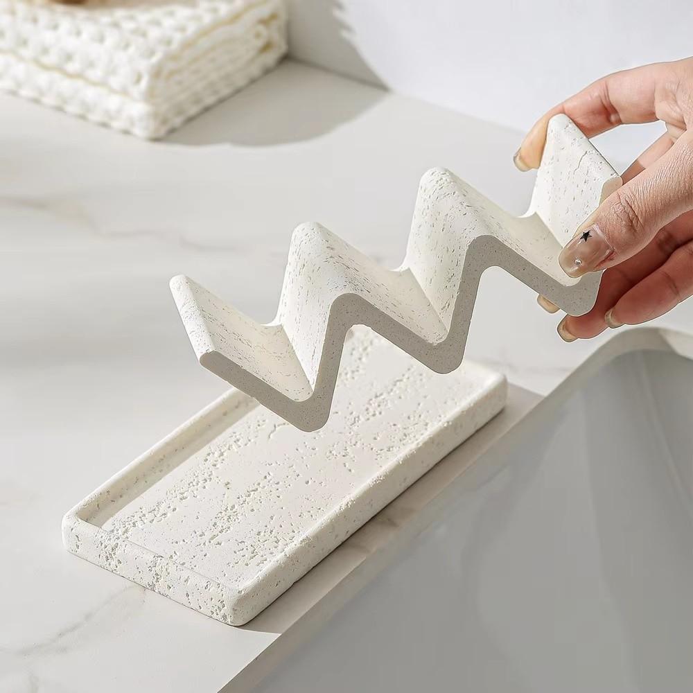 Retro Japanese Style Soap Dish Minimalist with Drainage Soap Holder Sandstone Wave Shaped Soap Tray Bathroom Use
