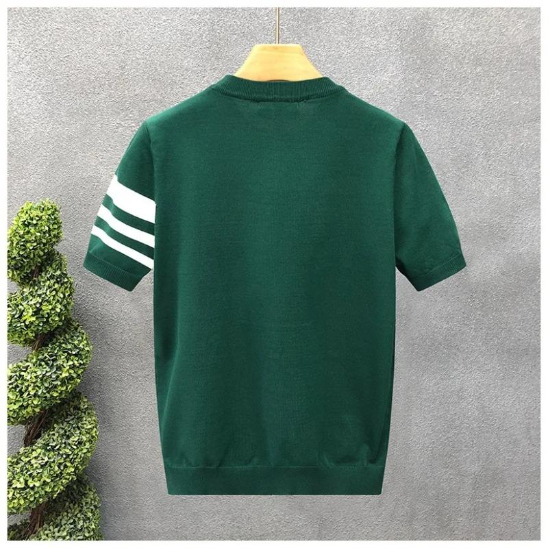 Korean Style Summer Fashion Men's Striped Color O Neck Short Sleeve Breathable Casual Trendy T Shirts
