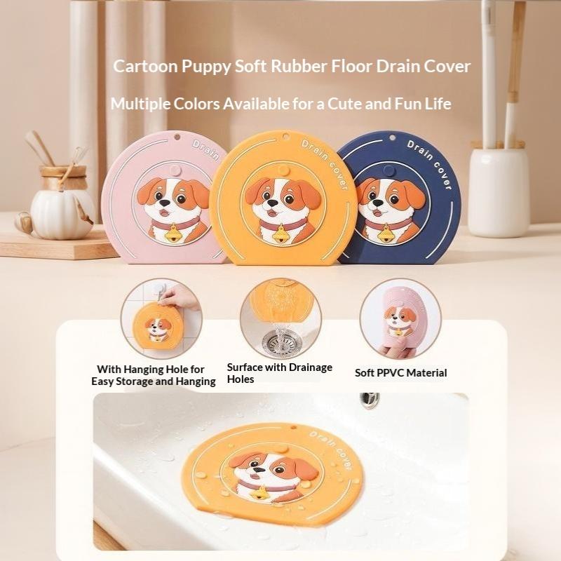 Pvc Floor Drain Cover Cartoon Dog Anti-Insect Sewer Filter Pad Anti-Blocking Anti-Odor Floor Drain Mat