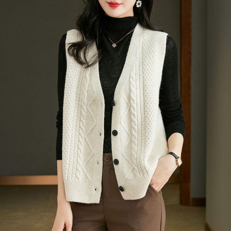 

Однотонний трикотажний жилет Twist, універсальний топ без рукавів з V-подібним вирізом на весну та осінь, жіночий одяг L