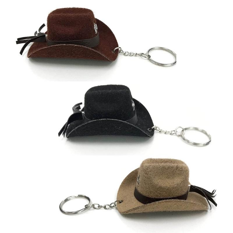 Velvety Leather Cowboy Hat Keychain Handcrafted Key Accessory for Women