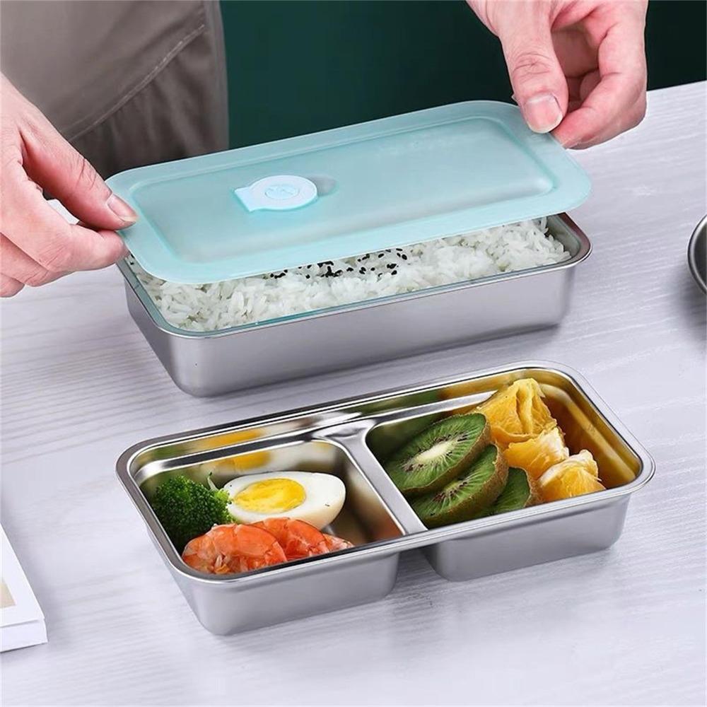 Double Compartment Snack Box Stainless Steel Lunch Box Travel and Outdoor Campin
