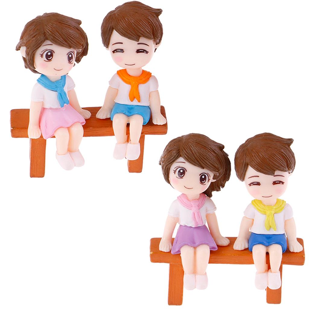 Dollhouse Creative Mini Sweety DIY Stool Couples Lovers Figurine Boy Girl Ornament Dolls Miniatures