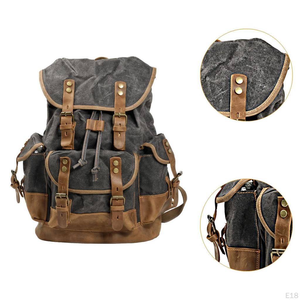 Canvas Backpack Casual Daypack Outdoor Portable Men Women Hiking Travel Rucksack Knapsack for