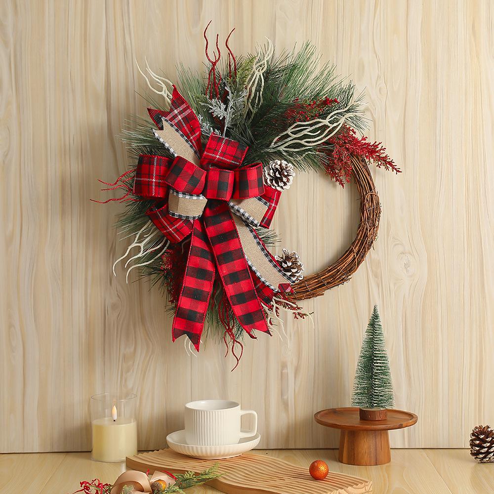 New Nordic Rattan Flower Wreath: Half Circle Bow Wall Ornament for Christmas Decor