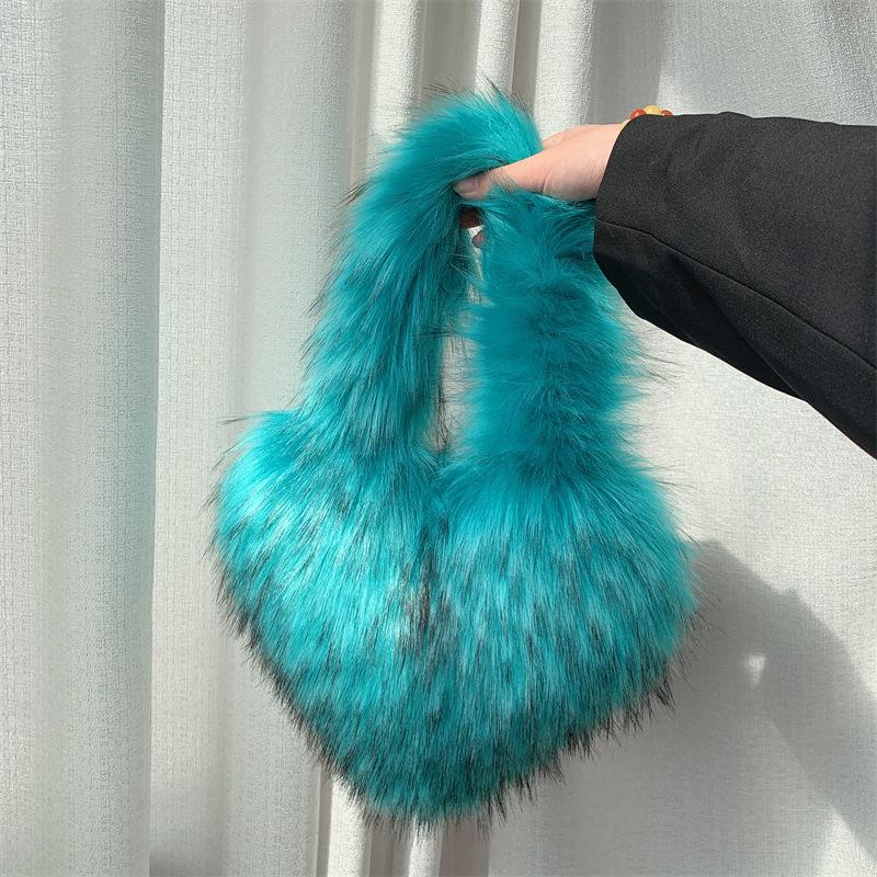 Popolari Nuove Popolari a Forma di Cuore Morbide Borse a Tracolla da Donna Adorabili Pelliccia Finta Morbido Peluche Borsa Tote Invernale Trendy Chic Borsa a Spalla Singola Pochette Borse