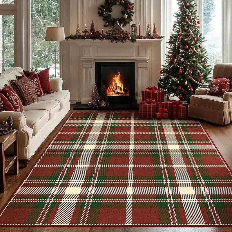 Tapijt voor Woonkamer Rode Vloerkleed Kerstmis Huisdecoratie Vloermat Geavanceerd Licht Luxe Grote Oppervlakte Slaapkamer Nachtkastje Pluche Matten