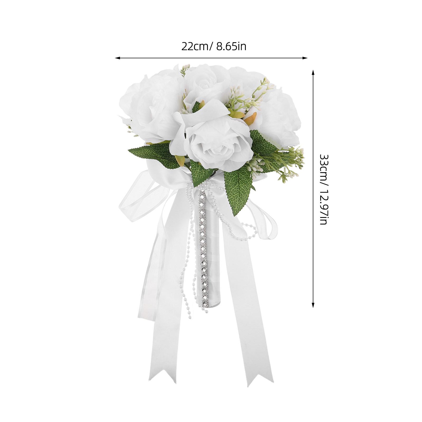 Шелковые Свадебные Букеты из Роз для Невесты Классический Западный Дизайн Белый Искусственный Цветочный Свадебный Букет Букет-дублер для Свадьбы белый