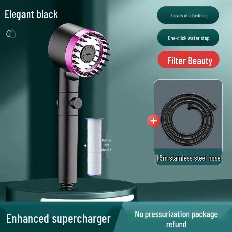 Ultra-Strong Supercharged Massage Shower Head Set with Filter & Hose