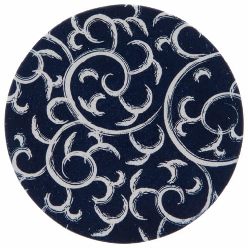 Endo Shoji TKG Paper Coasters, Navy Blue with Arabesque Pattern (100 Pieces), Round, 90mm Diameter, 1mm Thick, a Must-Have for Evening Drinks, Commerc