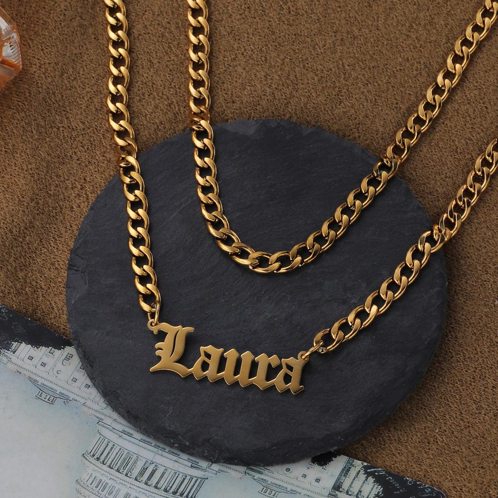 Atoztide Personalized Custom 2 Layer Names Pendant Necklace for Women Stainless Steel Heart Cross Fashion Christmas Jewelry Gift