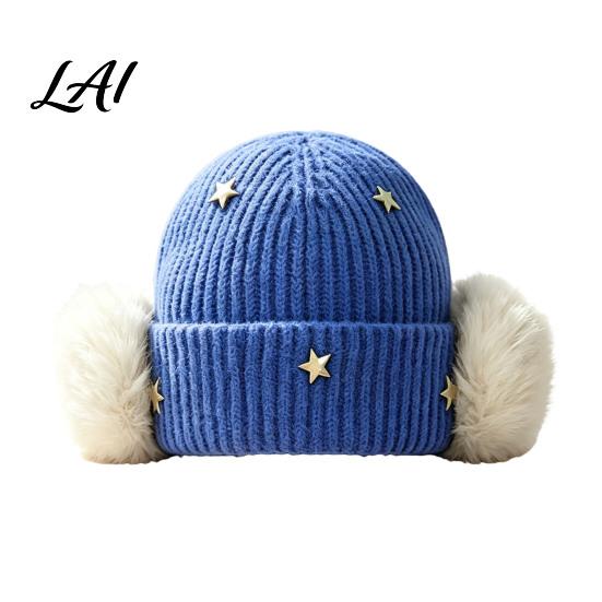 Stylish Daily Wear Cap Knitted Winter Hat with Ear Protection Elastic Thickened Plush Lined Casual Versatile Accessory Cap Soft Warm Windproof