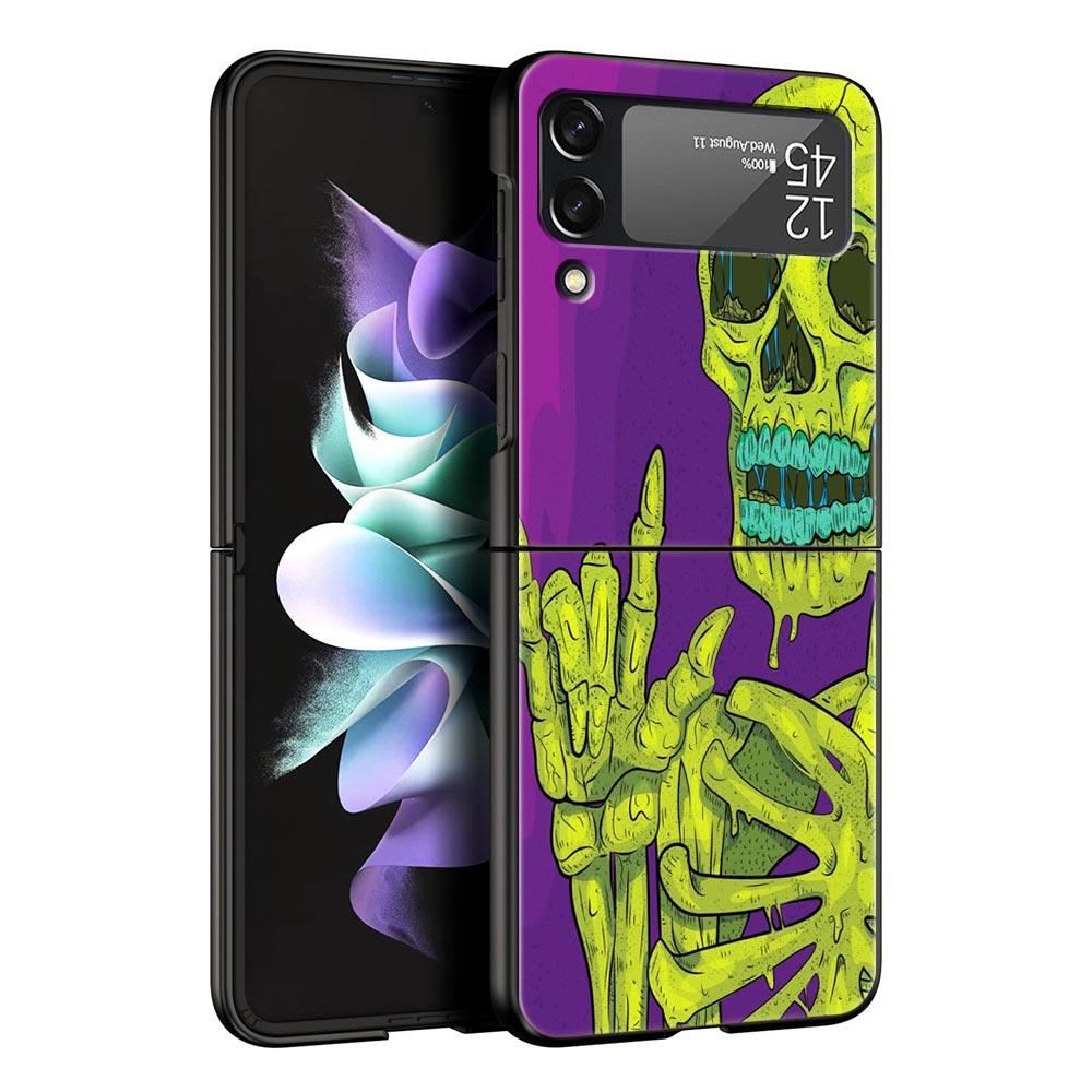Skeleton Skull Hard PC Phone Case For Samsung Galaxy Z Flip 7 6 5 4 Black Cover For Galaxy Z Flip 3 Foldable Shell Fundas Capas