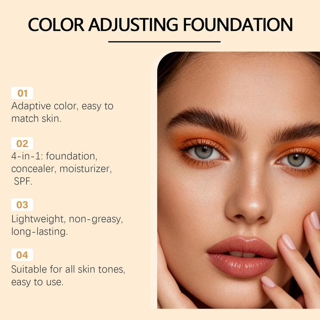 Zephoco Dark Skin Protective Color-Changing Foundation Lightweight Hydrating Natural Breathable Concealing Liquid Foundation
