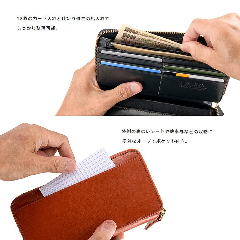 Milagro Tamponato Garcon Wallet (Men's Large Capacity Zip-Around Wallet, Genuine Leather, Unisex, Perfect for Christmas, Father's Day, or Spring),