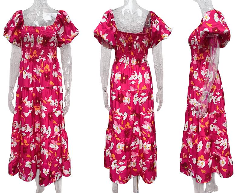 European and American Off-the-Shoulder Puff Sleeve A-Line Summer Dress for Women