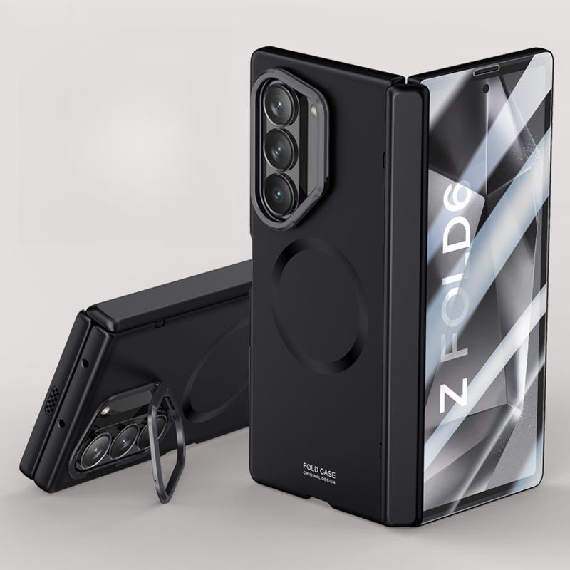 Suitable for Samsung Zflod6 Mobile Phone Case Film Integrated Skin Feeling Zfold6 Folding Magnetic Bracket Anti-fall Central Shaft Case