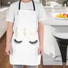 Eyelashes Gold Blocking Cooking Baking Apron for Home Kitchen Cafes White