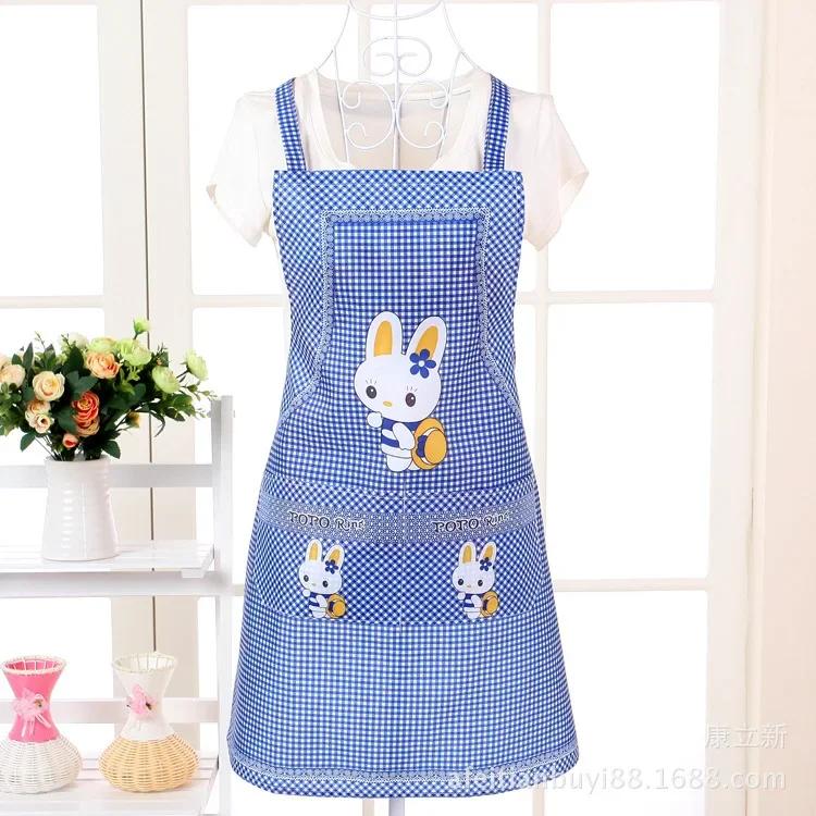 Cartoon Kitchen Cooking Apron Rabbit Sleeveless Double Pocket Household Cleaning Aprons for Adults Women Lady Cloth Protect
