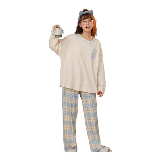 [Limspace] Room Wear, Women s Pajamas, Women s, Men s, Loungewear, Women s, Long Sleeve, Thin, Long Pants, Round Neck, Women s Long Sleeve Pajamas,