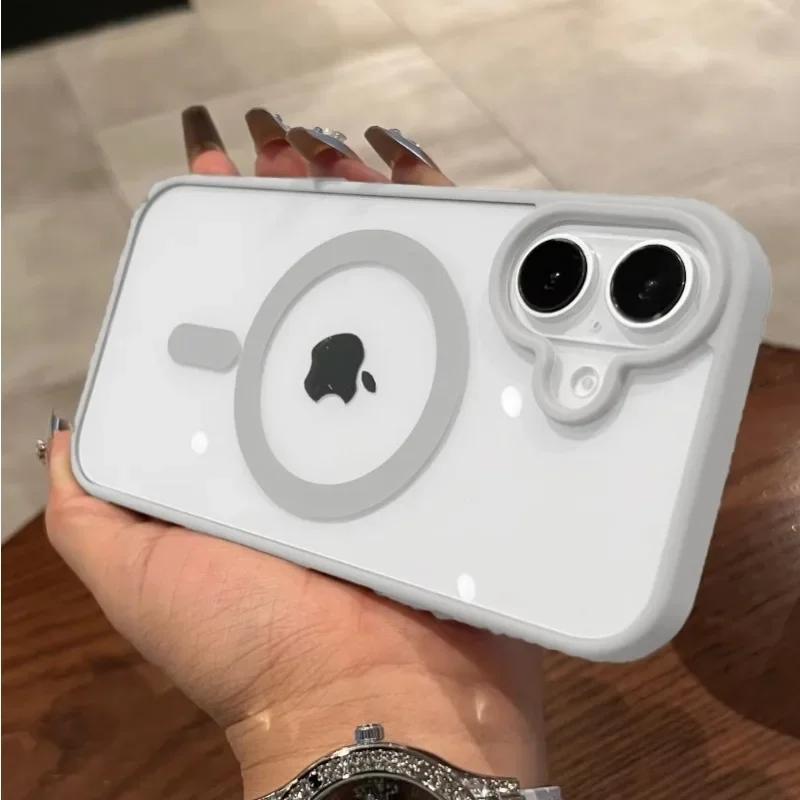 Etui na telefon Candy Color Bumper Magnetic Wireless Charging do iPhone'a 16 Pro Max 15 Plus 14 13 12Pro Max Przezroczysta, odporna na wstrząsy tylna obudowa