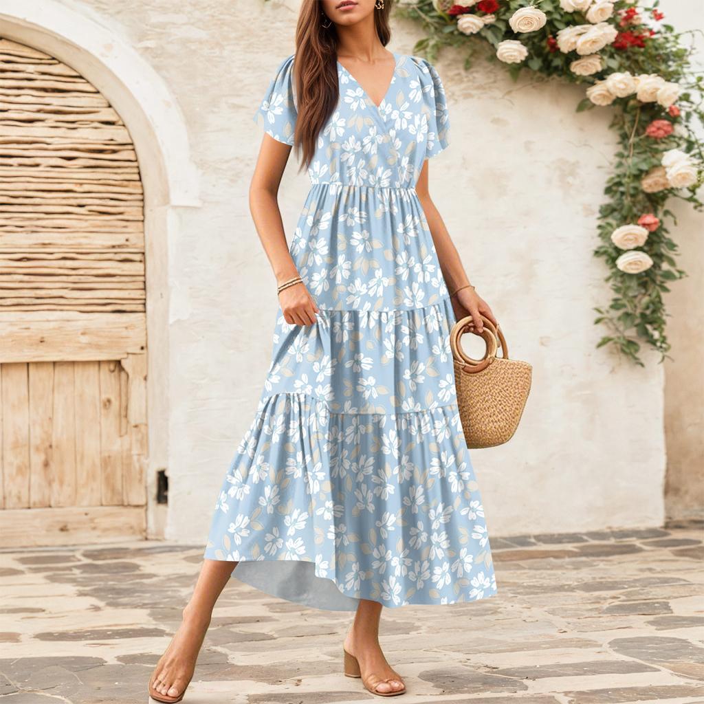 Women's Flowy Dresses Women's Summer Dresses Casual Short Sleeve Maxi Dresses Formal Maxi Dresses