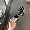 Fashion Women Split Toe Pumps Mid Heels Mary Janes Round High Heel Woman Shoes Buckle Strap Shallow Sandals Shoes Solid Color Stylish