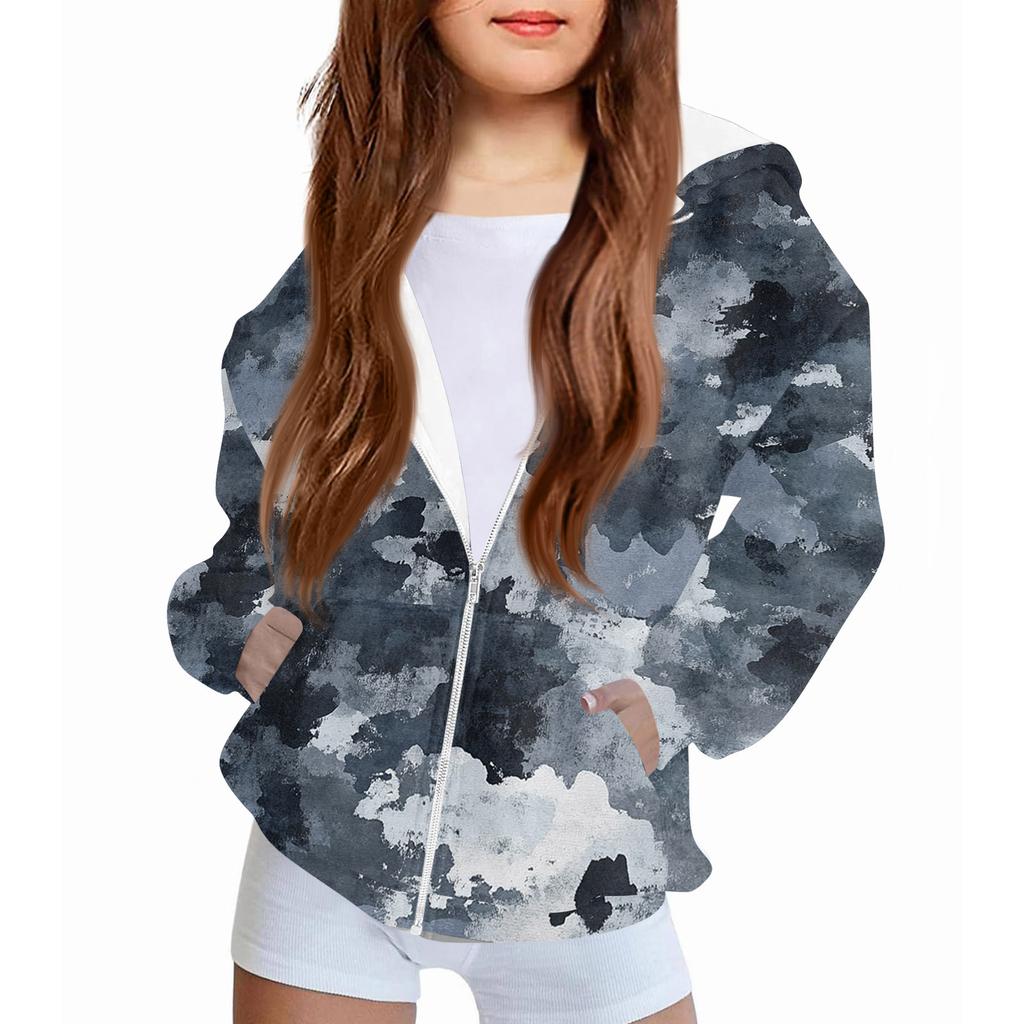 Children's Fashion Christmas Printed Long Sleeved Hooded Sweatshirt Girls' Hoodie Jacket