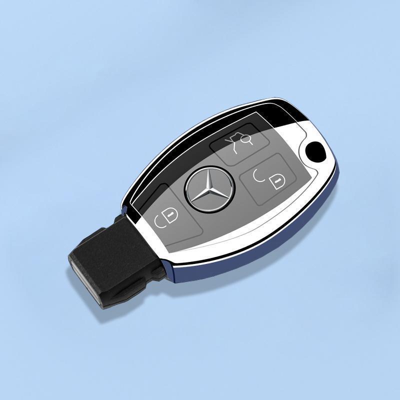 Mercedes-Benz GLA230 Key Case (2015-2019) Full Coverage Blue Protective Shell with Chain