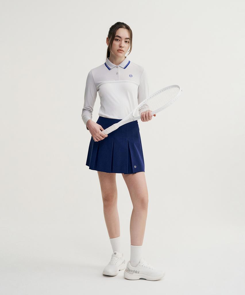 SERGIO TACCHINI W Preppy Wide Pleated Skirt (Navy)