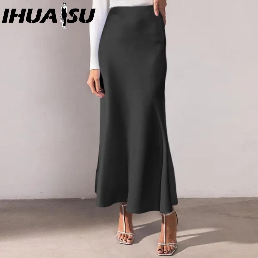 IHUASU Damenmode Lässig Einfarbig Druck Sommer Frühlingsrock