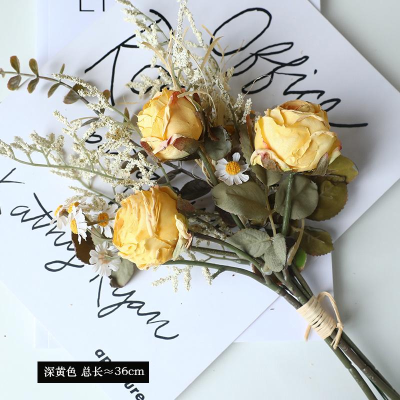 Rose Bouquet Retro Flower Bouquet Artificial Flowers Table Decoration Fake Flowers For Wedding Home Table