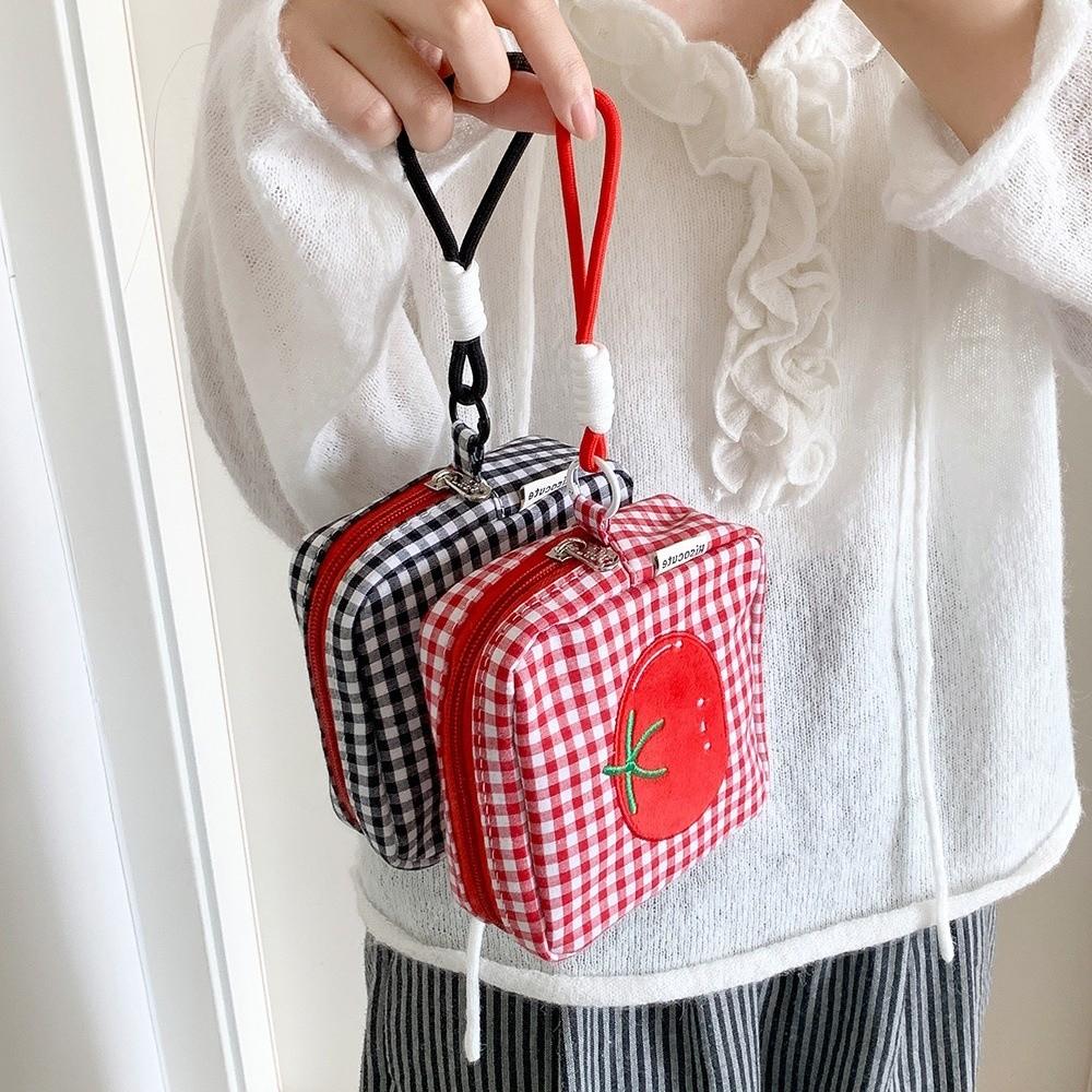 Cloth Checkered Korean Style Pencil Case Tomato Pen Bag Pencil Pouch Girl Kids Children