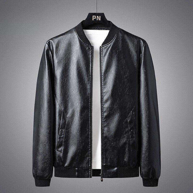 Lederjacke Herren Herbst und Winter Neuer Stil Samt Verdickt Vielseitig Lässig Trendig Übergröße Mantel Baseballkragen Lederjacke