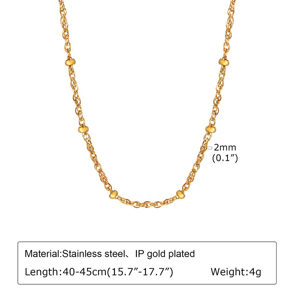 Classic Square Handmade Chain Necklace for Women,Stainless Steel Round Snake Chain Choker Necklace,Water Wave Bead Chain Jewelry