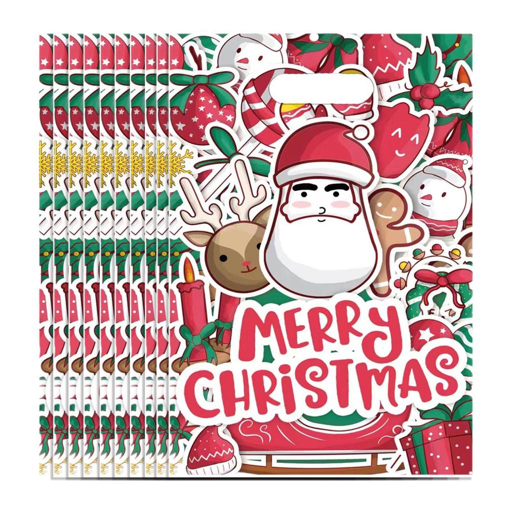 10Pcs Christmas Gift Bag Treat Bag Pouch Handbag for Gifts Wrapping Tote Bag