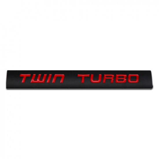 1x Black Metal Red Coated Twin Turbo Emblem 4wd Engine Car  Sticker 3D Decal