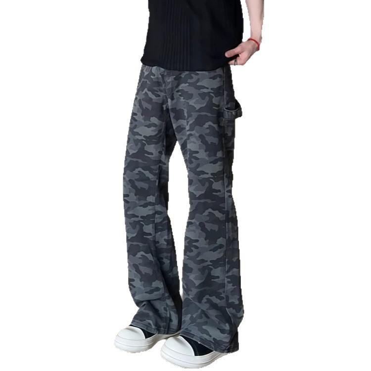Autumn American High Street Logging Camouflage Jeans Men's Slim-fitting and Thin Tooling Pants Straight-leg Micro-pull Pants