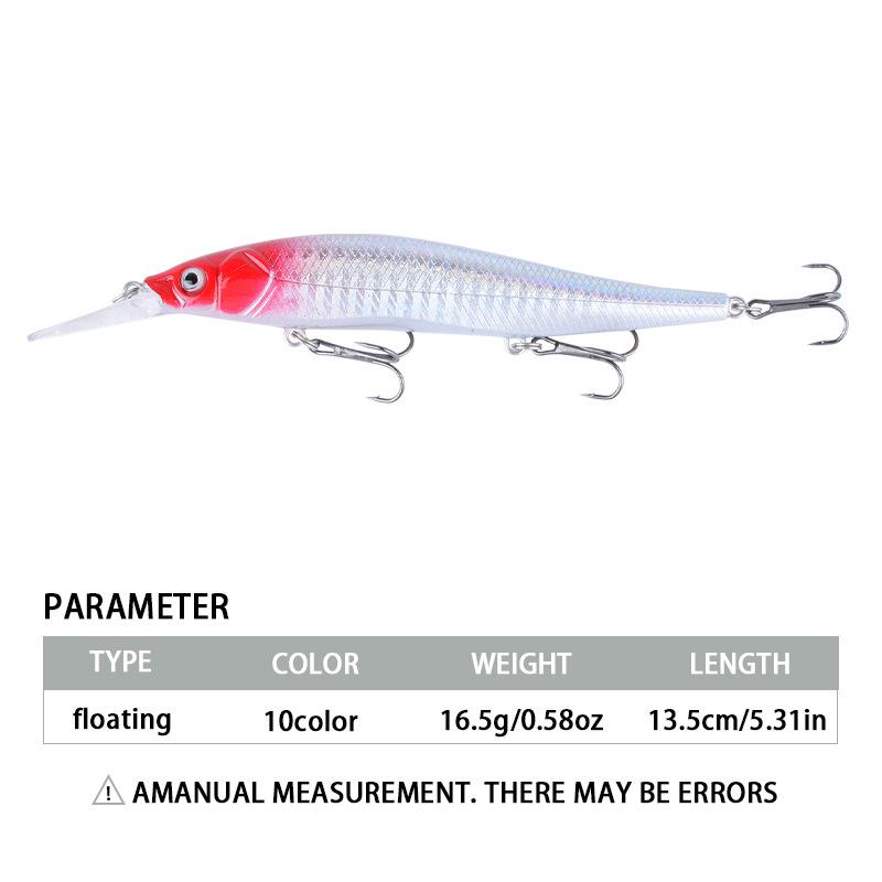 13.5cm 16g Floating Long Cast Minnow Lure: Sea Fishing Artificial Bait with Noise