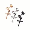 1Pair Small Cross Black Stainless Steel Stud Earring Piercing for Women Male Minimalist Jewelry Y2k Decorations Trend Vintage