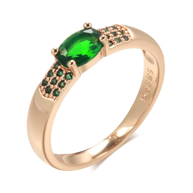 New Emerald Oval Cut Natural Zircon Ring For Women Rose Gold Wedding Ring Fashion High Quality Daily Fine Jewelry