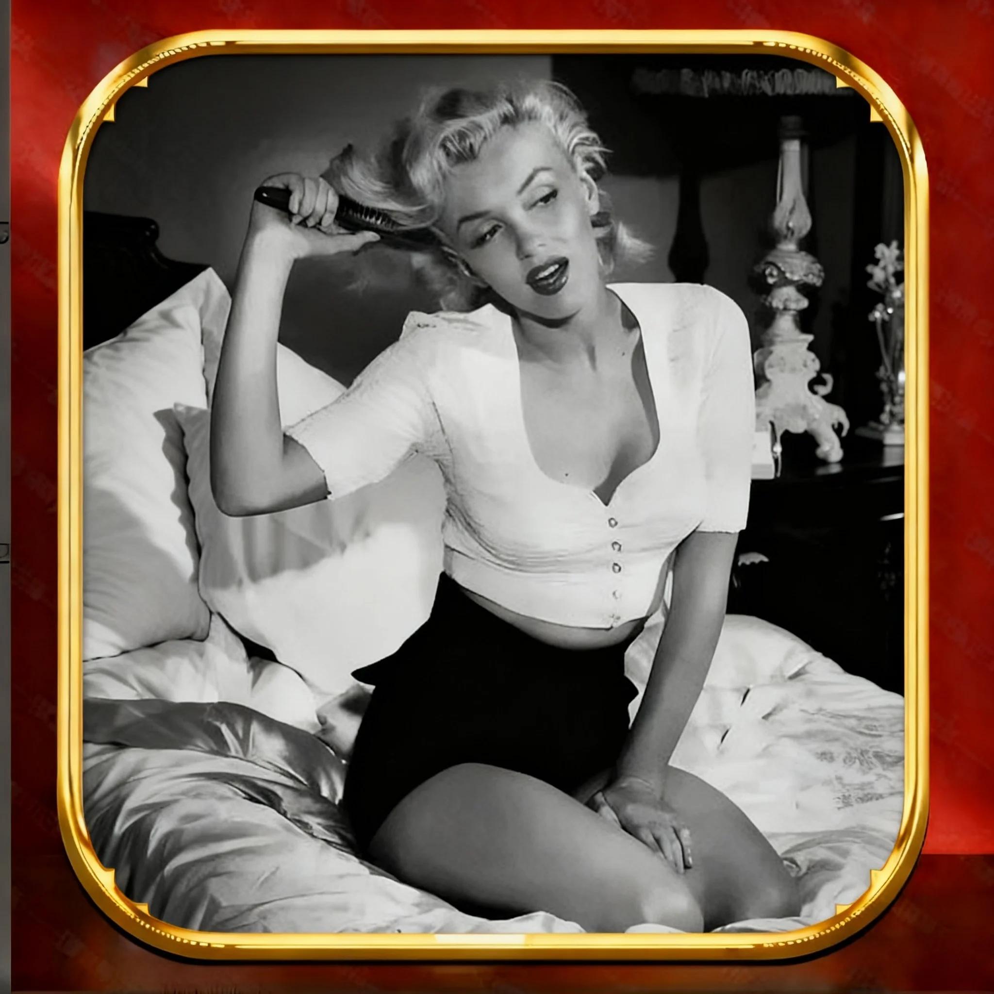 

Marilyn Monroe Classic Black & White Poster with Photo Frame - Ideal Decor for Bedroom/Beauty Room Stylish Home Ornament Piece 30X30cm