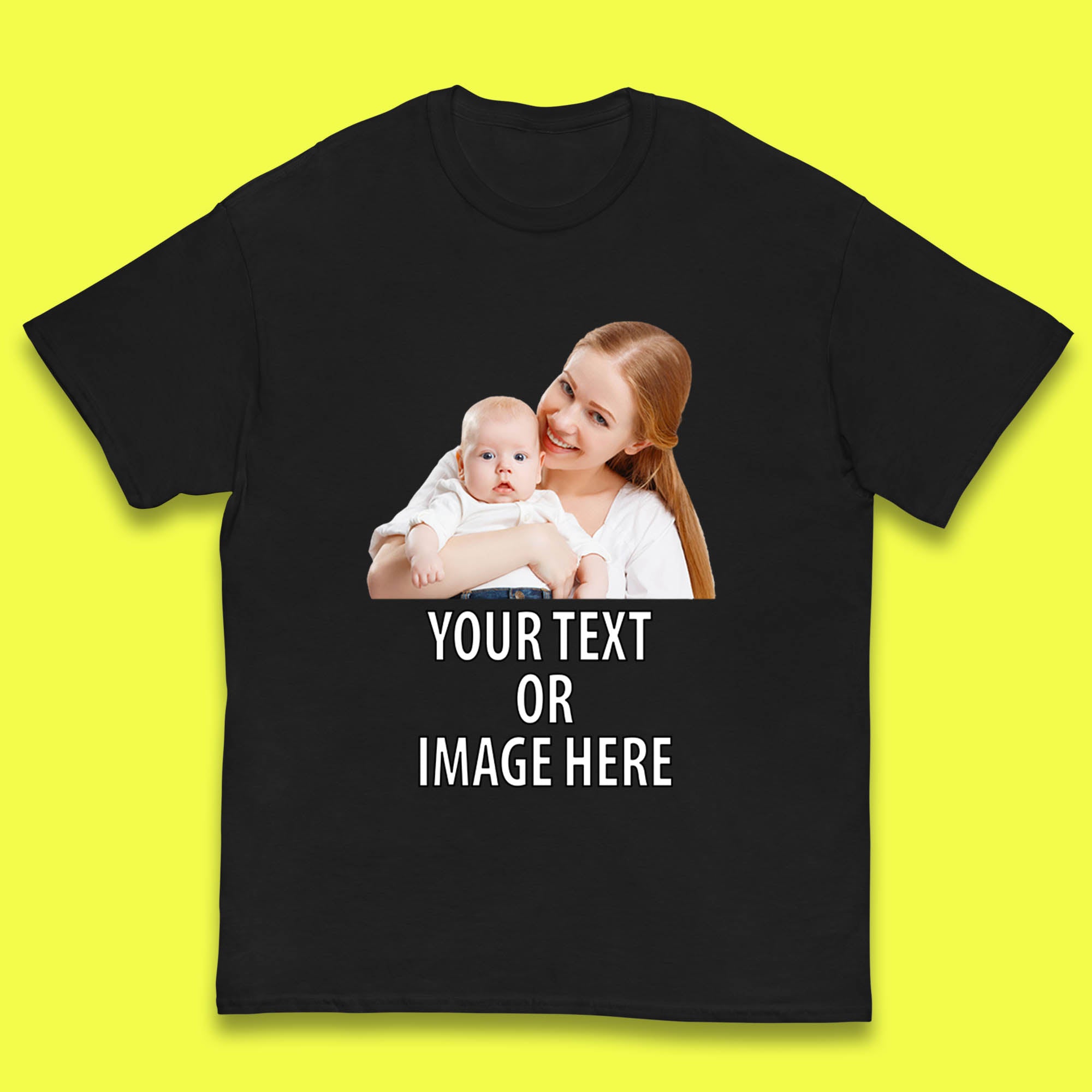 Personalized Custom Text Or Image Here, Custom Photo, Custom Business Logo, Add Your Own Text Customizable Kids T Shirt 100